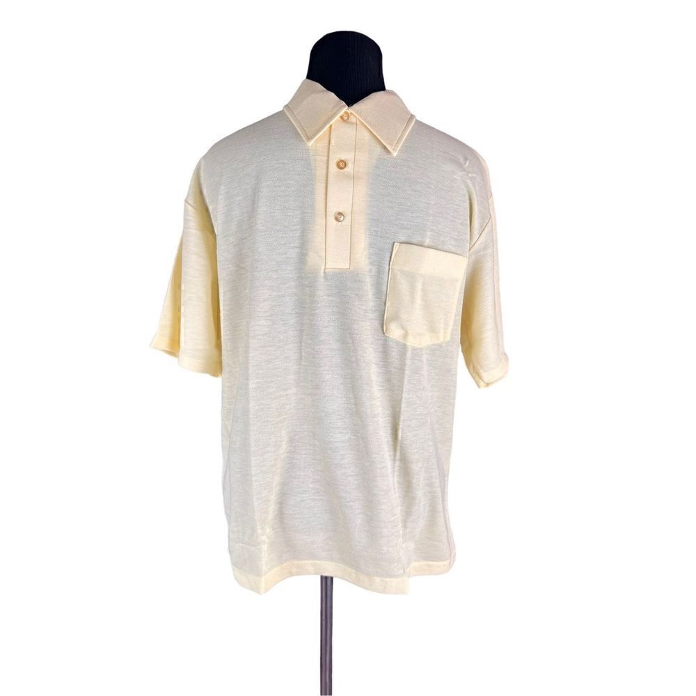 Vintage 70’s  Sears kings road 3 button yellow collared pocket polo shirt